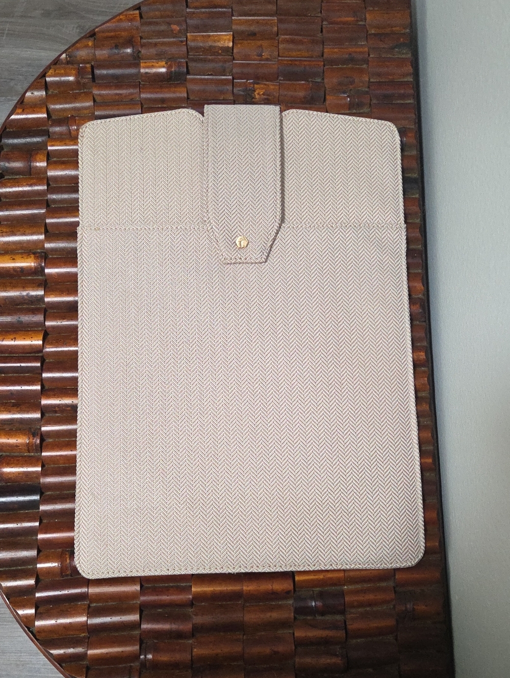 Lindsay Albanese Beige Heringbone Limited Edition Laptop Clutch